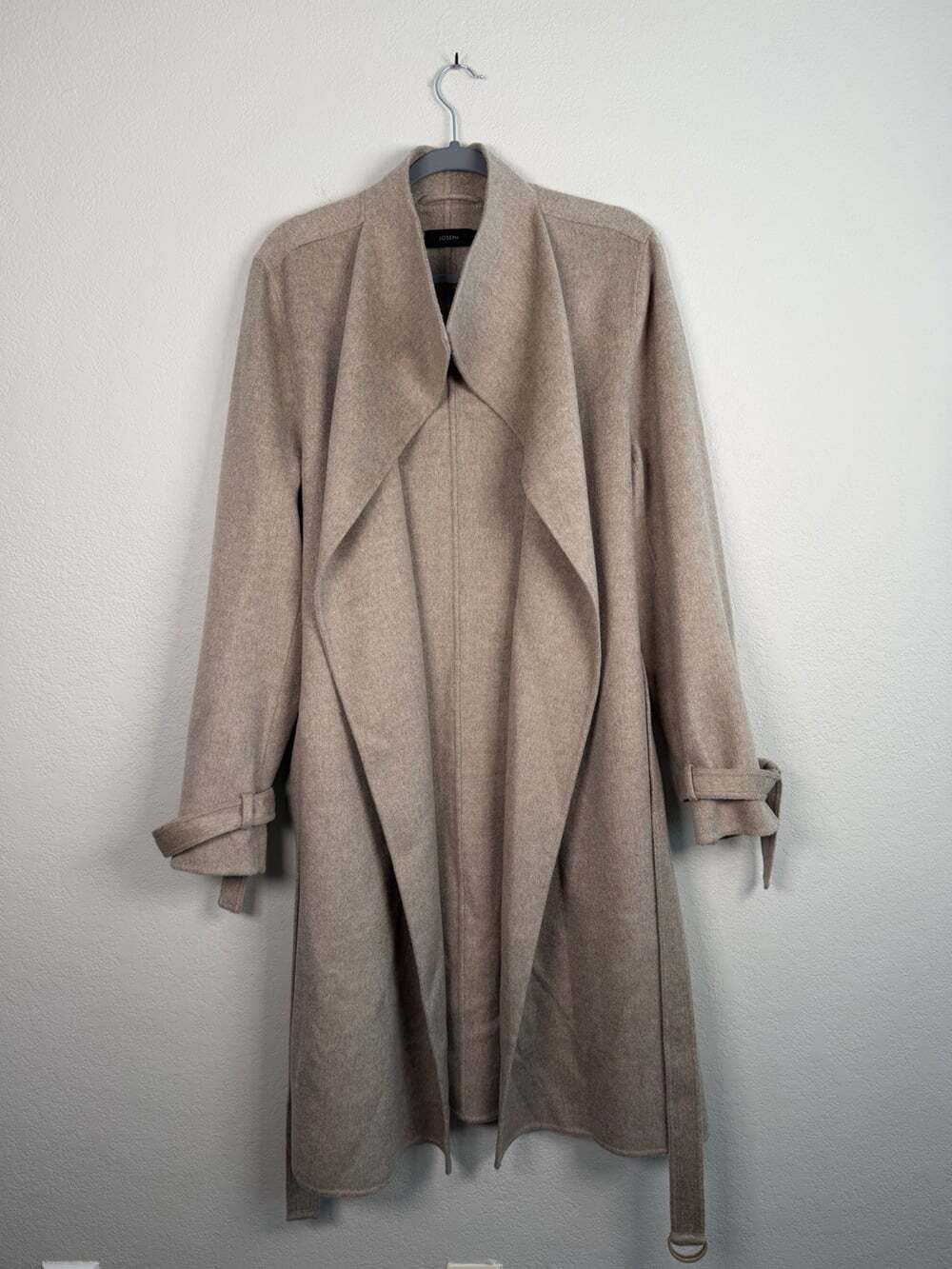 Joseph New Lima Double Cashmere Oatmeal Wrap Coat Buckled Strap Size 40 Luxury